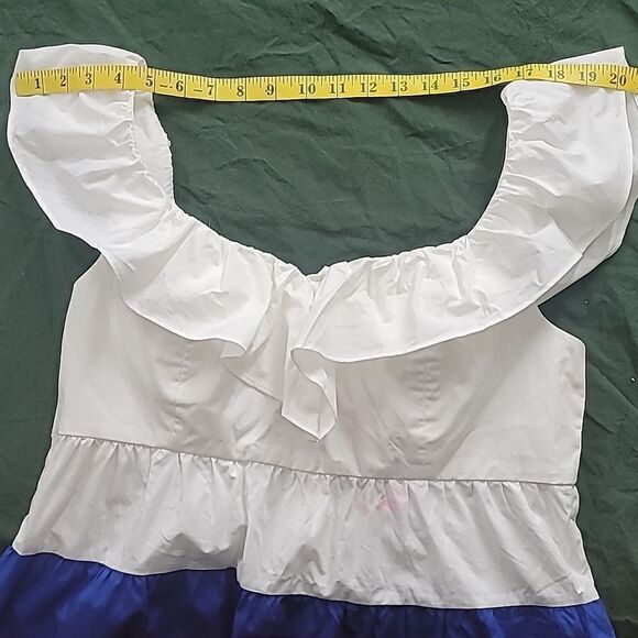 Lilly Pulitzer Emie Ruffle Top Sz 8 Color: Resort White, Borealis Blue, NWT - Picture 7 of 10